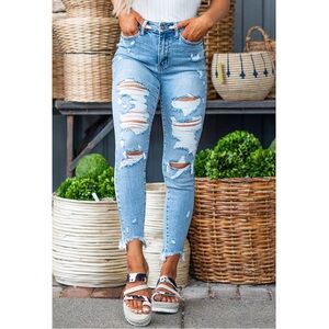 *JUDY BLUE* Distressed High-waisted Skinny Jeans size 11 / 30